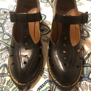 Black heeled Dr Marten Mary Janes. Size 8